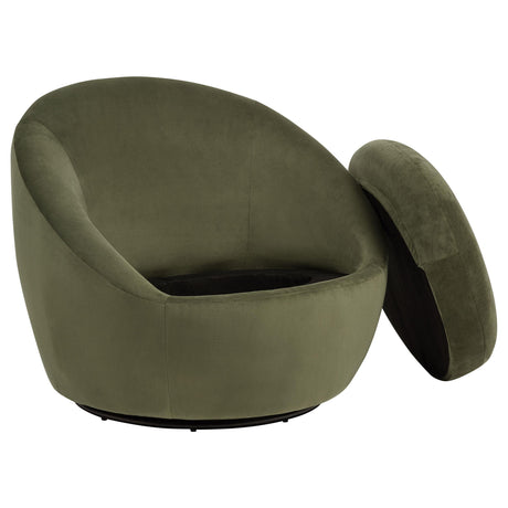 Myernick Olive Velvet Upholstered Swivel Accent Chair from Coaster - Luna Furniture