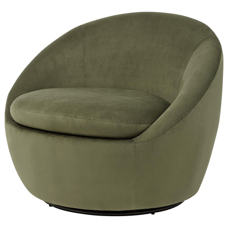 Myernick Olive Velvet Upholstered Swivel Accent Chair from Coaster - Luna Furniture