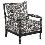 Blanchett Black Traditional Floral Upholstered Bobbin Accent Chair from Coaster - Luna Furniture
