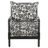 Blanchett Black Traditional Floral Upholstered Bobbin Accent Chair from Coaster - Luna Furniture