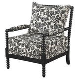 Blanchett Black Traditional Floral Upholstered Bobbin Accent Chair from Coaster - Luna Furniture