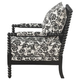 Blanchett Black Traditional Floral Upholstered Bobbin Accent Chair from Coaster - Luna Furniture