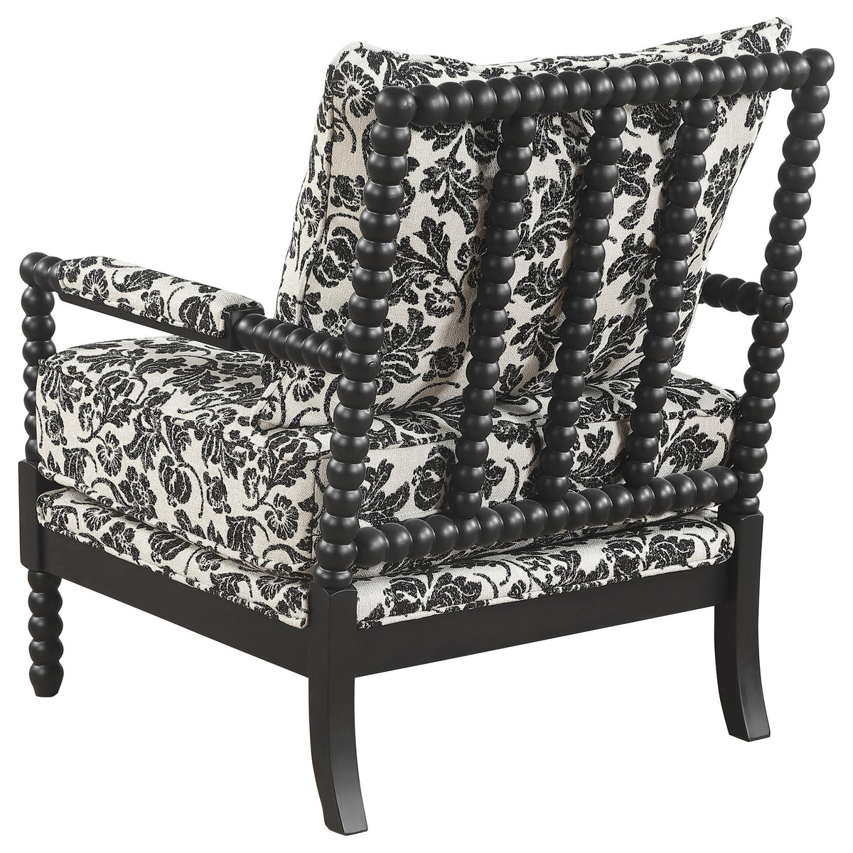 Blanchett Black Traditional Floral Upholstered Bobbin Accent Chair from Coaster - Luna Furniture