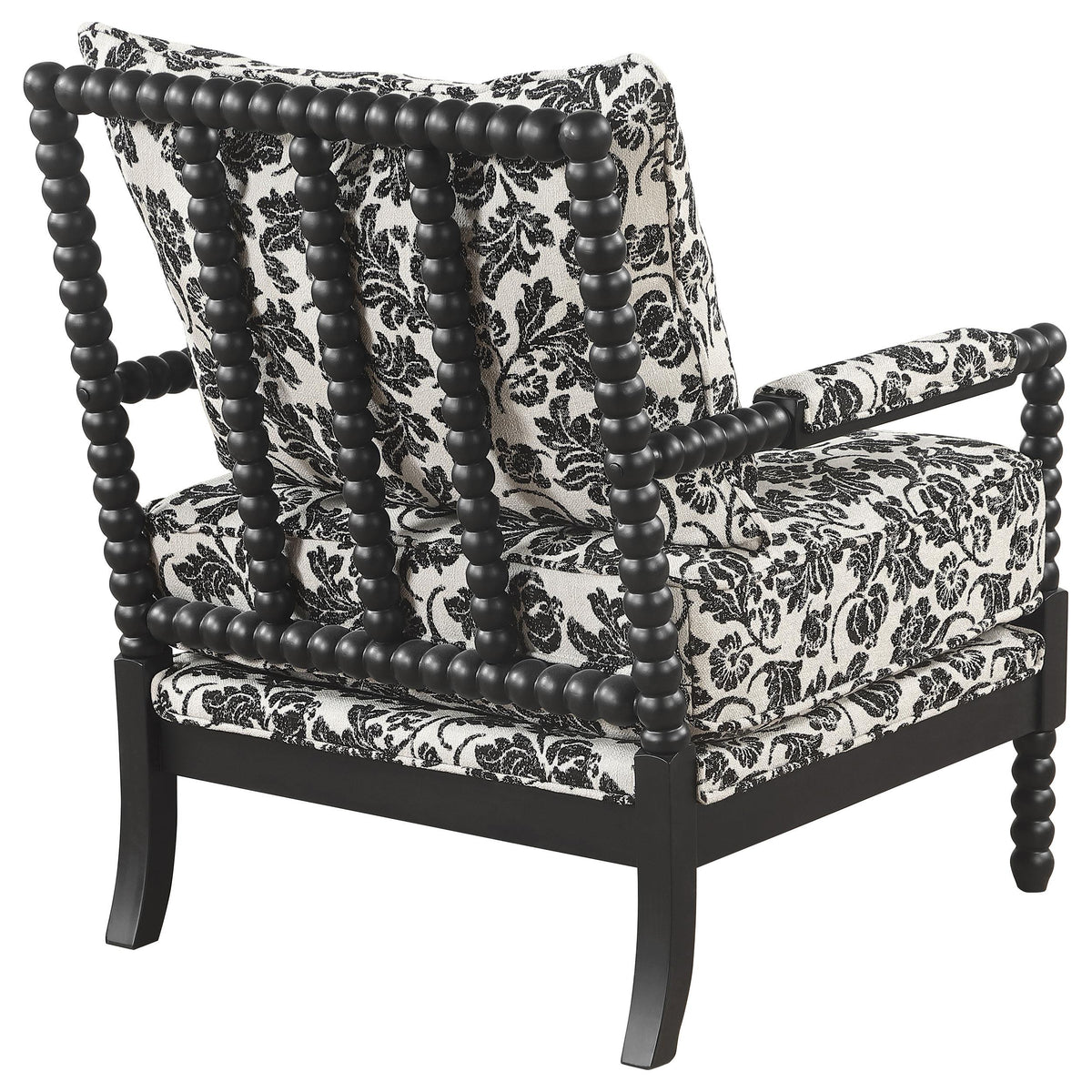 Blanchett Black Traditional Floral Upholstered Bobbin Accent Chair from Coaster - Luna Furniture