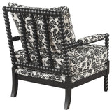 Blanchett Black Traditional Floral Upholstered Bobbin Accent Chair from Coaster - Luna Furniture