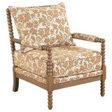 Blanchett Distressed Brown/Apricot Upholstered Bobbin Accent Chair from Coaster - Luna Furniture