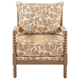 Blanchett Distressed Brown/Apricot Upholstered Bobbin Accent Chair from Coaster - Luna Furniture
