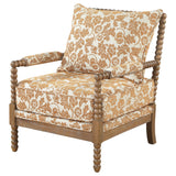 Blanchett Distressed Brown/Apricot Upholstered Bobbin Accent Chair from Coaster - Luna Furniture
