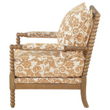 Blanchett Distressed Brown/Apricot Upholstered Bobbin Accent Chair from Coaster - Luna Furniture