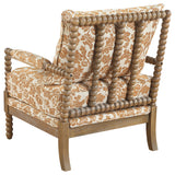 Blanchett Distressed Brown/Apricot Upholstered Bobbin Accent Chair from Coaster - Luna Furniture
