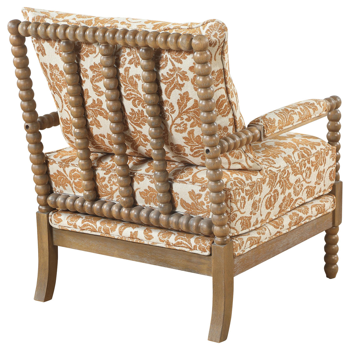 Blanchett Distressed Brown/Apricot Upholstered Bobbin Accent Chair from Coaster - Luna Furniture