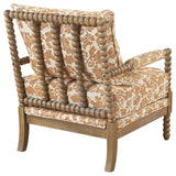 Blanchett Distressed Brown/Apricot Upholstered Bobbin Accent Chair from Coaster - Luna Furniture