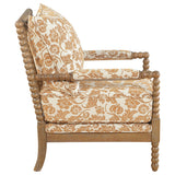 Blanchett Distressed Brown/Apricot Upholstered Bobbin Accent Chair from Coaster - Luna Furniture