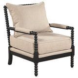Blanchett Beige and Black Upholstered Bobbin Accent Chair from Coaster - Luna Furniture