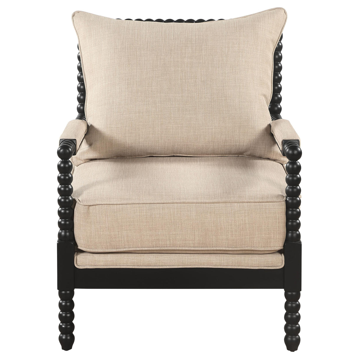 Blanchett Beige and Black Upholstered Bobbin Accent Chair from Coaster - Luna Furniture