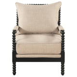 Blanchett Beige and Black Upholstered Bobbin Accent Chair from Coaster - Luna Furniture