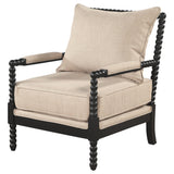 Blanchett Beige and Black Upholstered Bobbin Accent Chair from Coaster - Luna Furniture