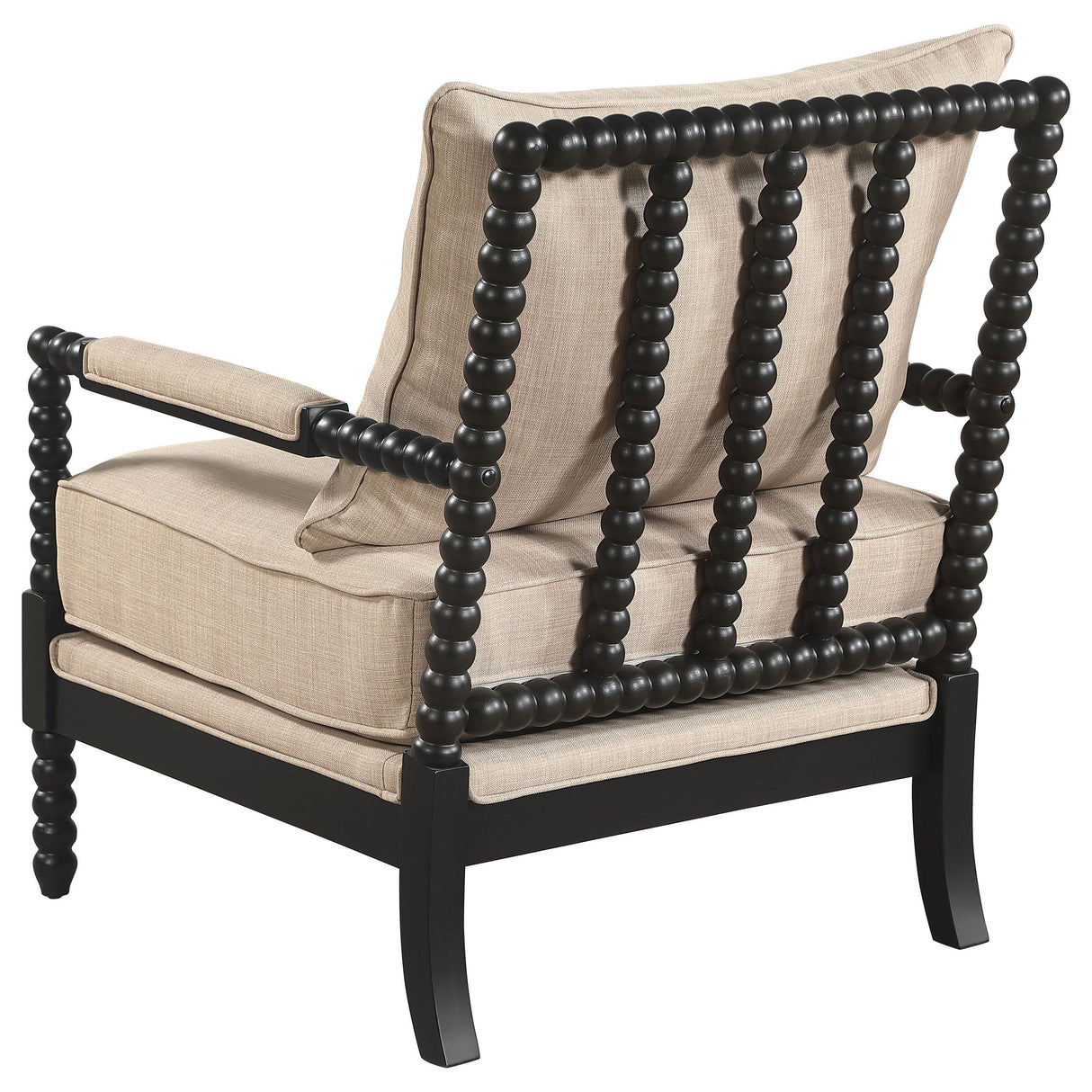 Blanchett Beige and Black Upholstered Bobbin Accent Chair from Coaster - Luna Furniture