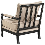 Blanchett Beige and Black Upholstered Bobbin Accent Chair from Coaster - Luna Furniture