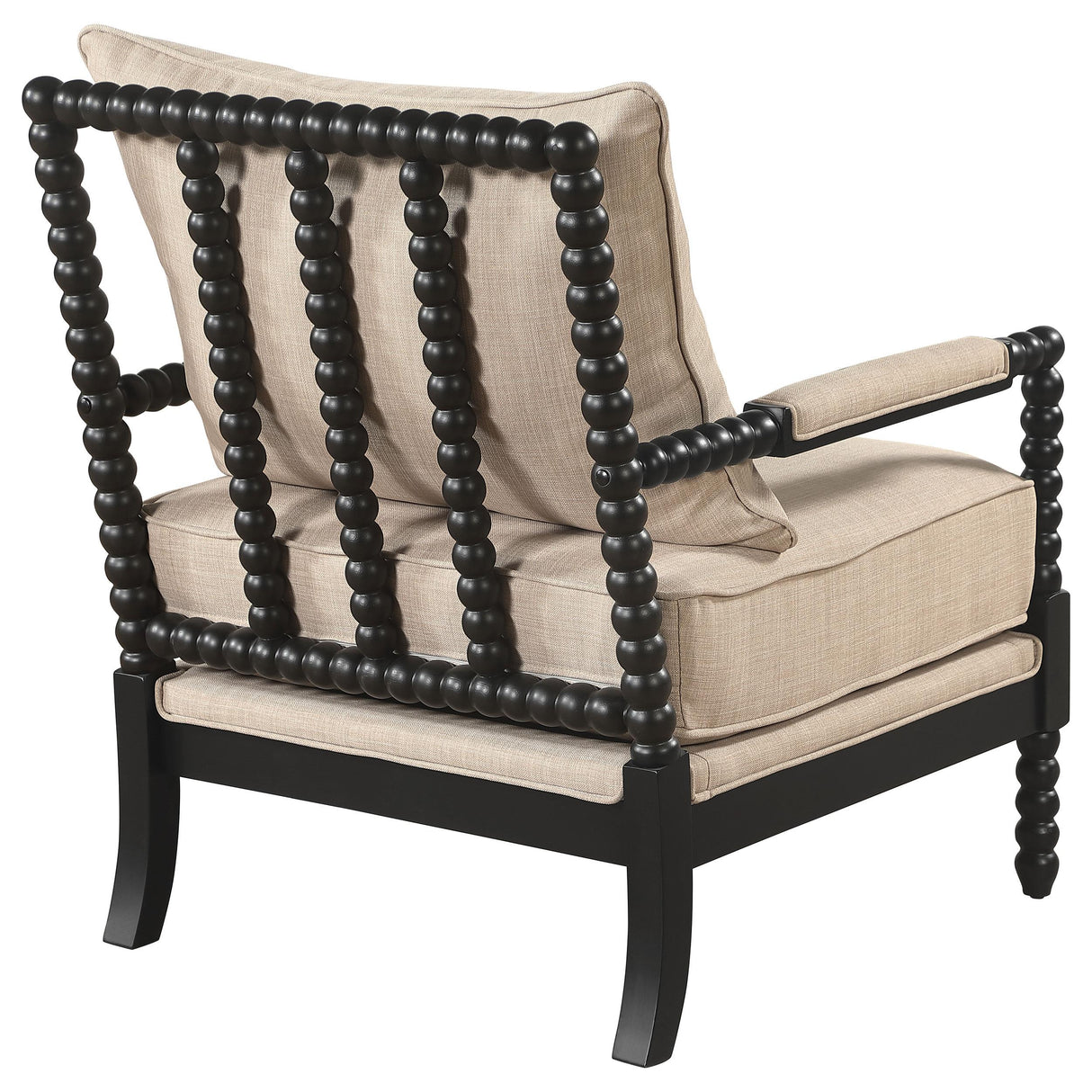 Blanchett Beige and Black Upholstered Bobbin Accent Chair from Coaster - Luna Furniture