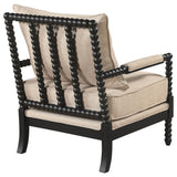 Blanchett Beige and Black Upholstered Bobbin Accent Chair from Coaster - Luna Furniture