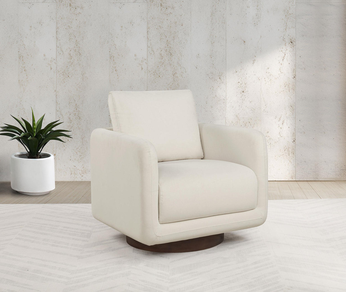 Iris Ivory Fabric Upholstered Swivel Accent Chair from Coaster - Luna Furniture