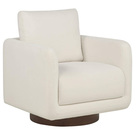 Iris Ivory Fabric Upholstered Swivel Accent Chair from Coaster - Luna Furniture