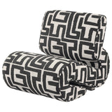 Eimer Black accent chair, sculptural side profile, geometric jacquard upholstery