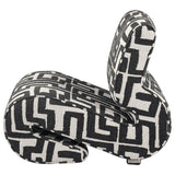 Eimer Black accent chair, angled back view, geometric jacquard upholstery