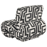 Eimer Black accent chair, side profile, geometric jacquard upholstery
