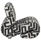 Eimer Black accent chair, side and back angle, geometric jacquard fabric