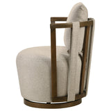Harlowe Greige/Brown Upholstered Swivel Accent Chair with Wood Arms