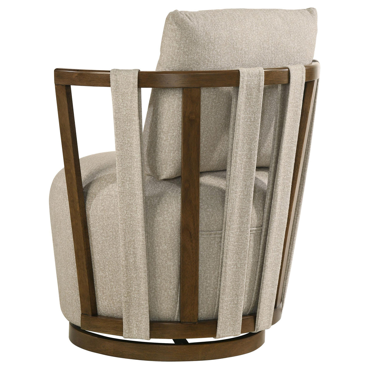 Harlowe Greige/Brown Upholstered Swivel Accent Chair with Wood Arms