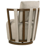Harlowe Greige/Brown Upholstered Swivel Accent Chair with Wood Arms