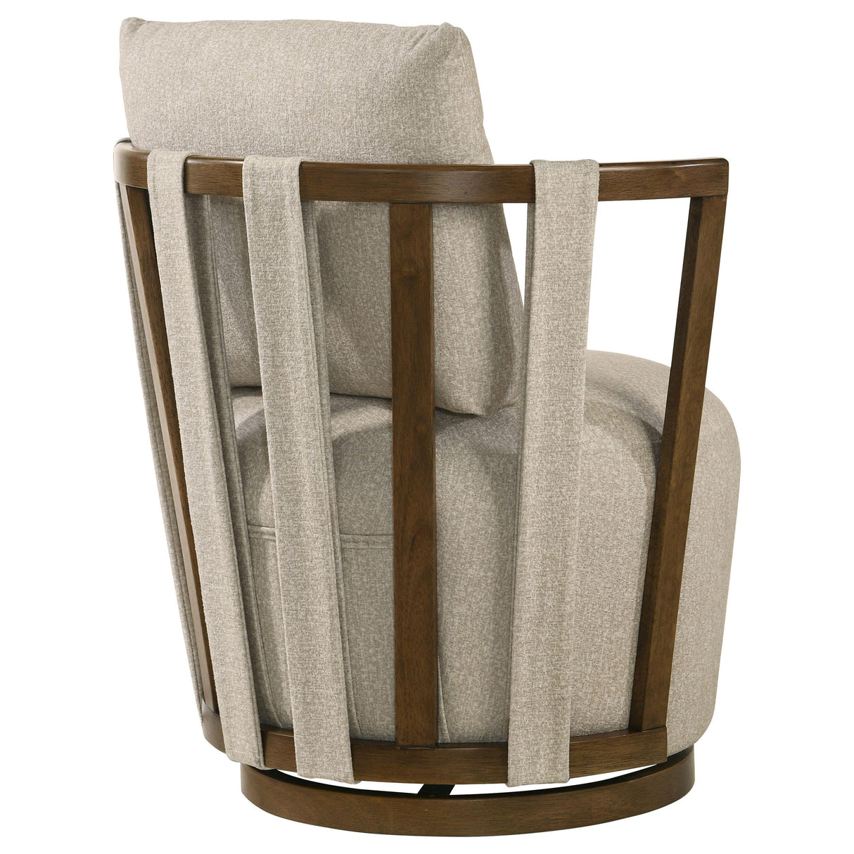 Harlowe Greige/Brown Upholstered Swivel Accent Chair with Wood Arms