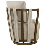 Harlowe Greige/Brown Upholstered Swivel Accent Chair with Wood Arms