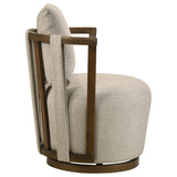 Harlowe Greige/Brown Upholstered Swivel Accent Chair with Wood Arms