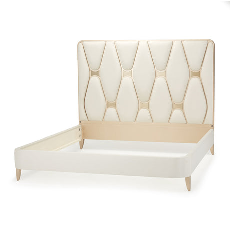 La Rachelle Medium Champagne Cal. King Upholstered Panel Bed from Michael Amini - Luna Furniture
