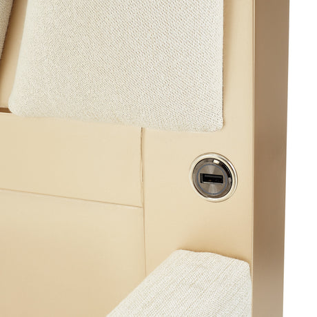 La Rachelle Medium Champagne Cal. King Upholstered Panel Bed from Michael Amini - Luna Furniture