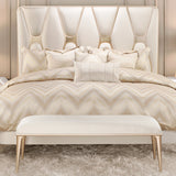 La Rachelle Medium Champagne Queen Upholstered Panel Bed from Michael Amini - Luna Furniture