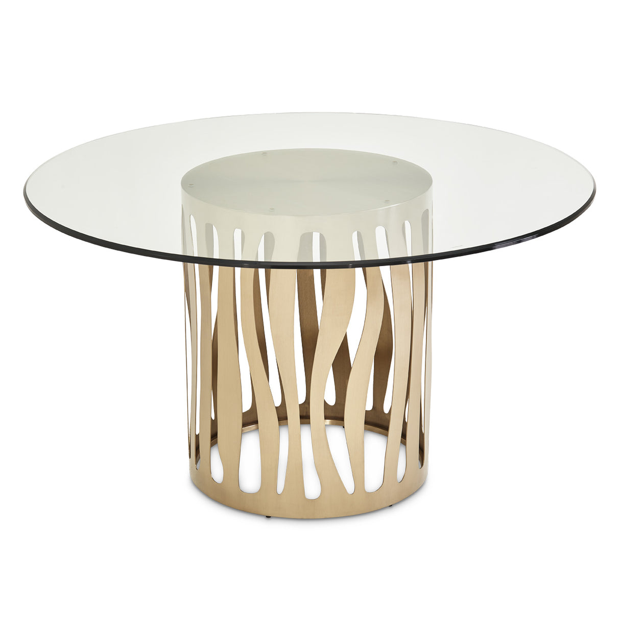 La Rachelle Medium Champagne 54'' Round Dining Table from Michael Amini - Luna Furniture