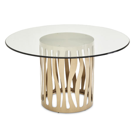 La Rachelle Medium Champagne 54'' Round Dining Table from Michael Amini - Luna Furniture