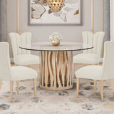 La Rachelle Medium Champagne 54'' Round Dining Table from Michael Amini - Luna Furniture