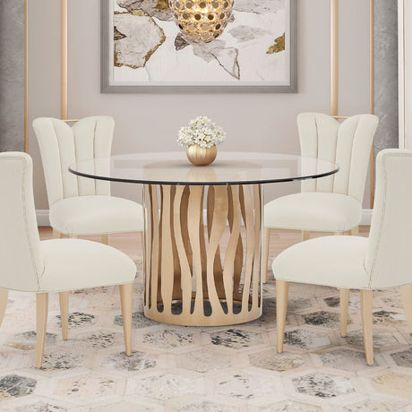 La Rachelle Medium Champagne 54'' Round Dining Table from Michael Amini - Luna Furniture