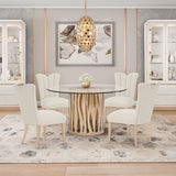 La Rachelle Medium Champagne 54'' Round Dining Table from Michael Amini - Luna Furniture