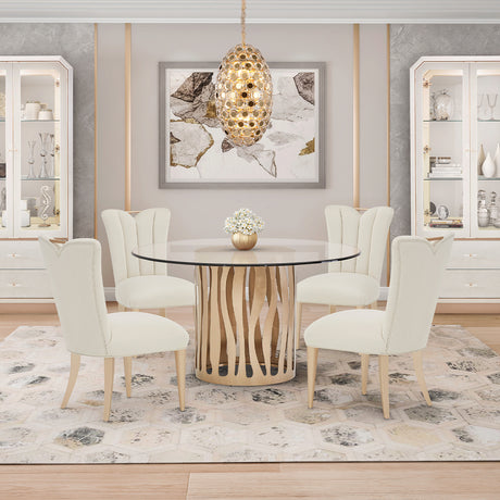La Rachelle Medium Champagne 54'' Round Dining Table from Michael Amini - Luna Furniture