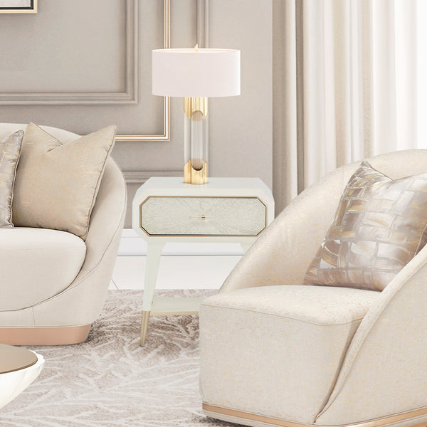 La Rachelle Medium Champagne 1-drawer Nightstand