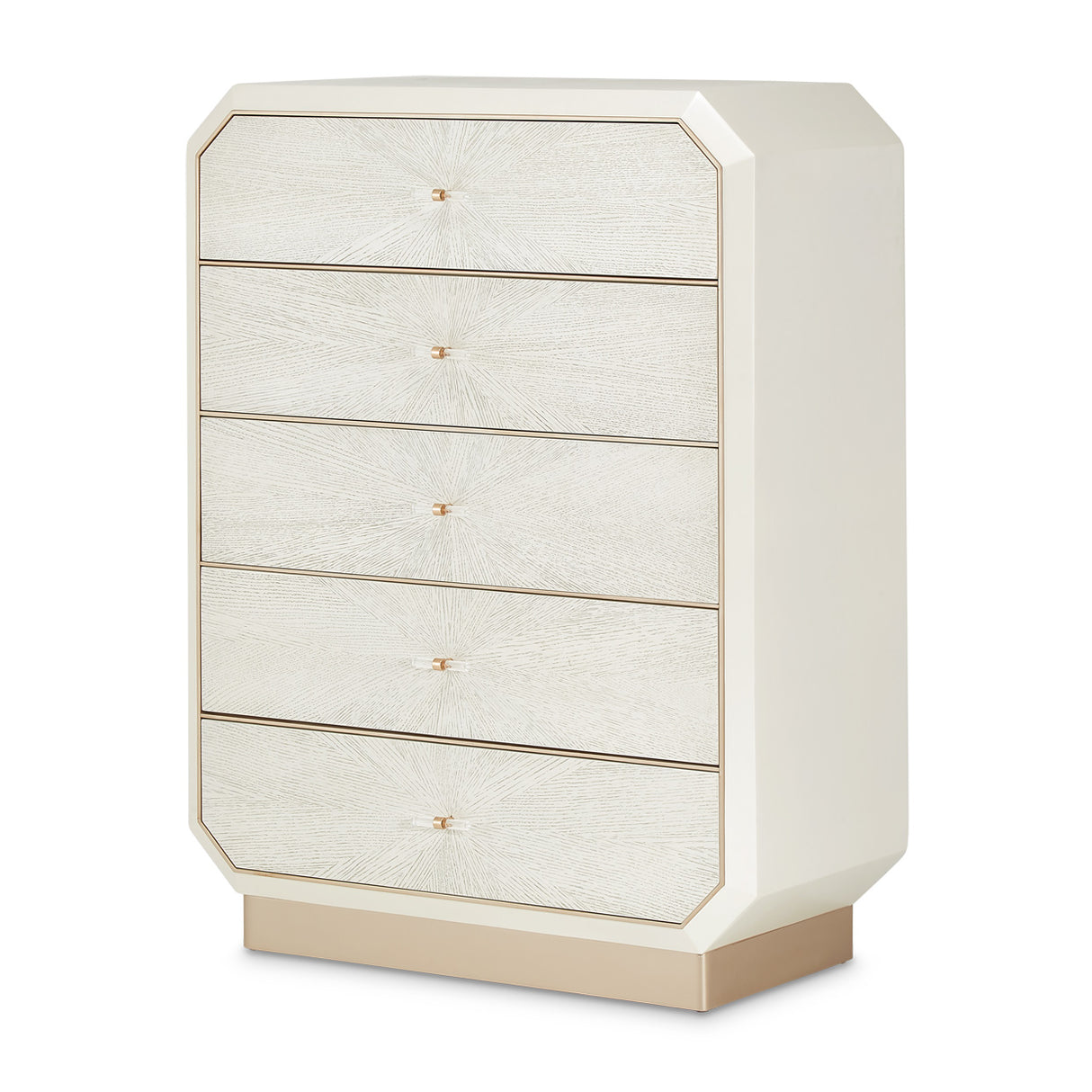 La Rachelle Medium Champagne 5-drawer Chest from Michael Amini - Luna Furniture