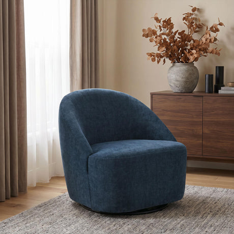 Leon Navy Upholstered Barrel Swivel Accent Chair from Coaster - Luna Furniture