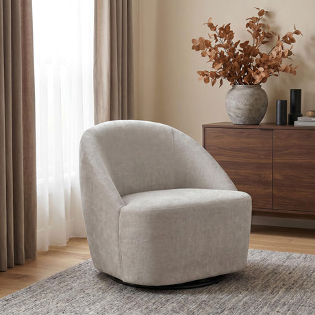 Leon Greige Chenille Upholstered Swivel Accent Chair Beige from Coaster - Luna Furniture